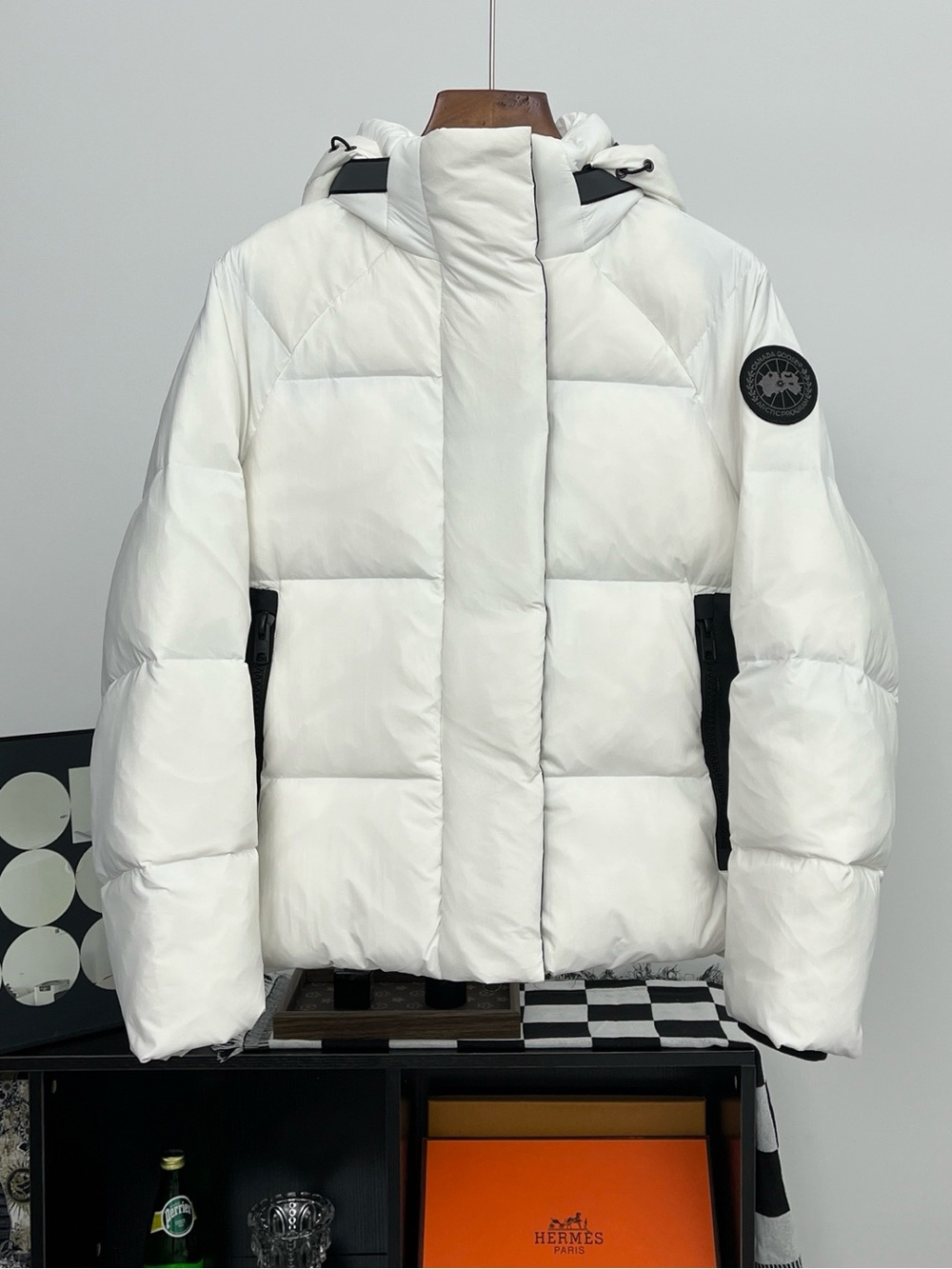 Canada Goode White Quilted Hooded Puffer Jacket